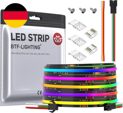 BTF-LIGHTING FCOB SPI COB RGB LED Streifen WS2811 IC LED Stripe Chasing Farbe Ef