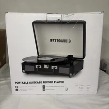 Record Player 3-Speed Bluetooth Portable Suitcase Belt-Driven Record Player