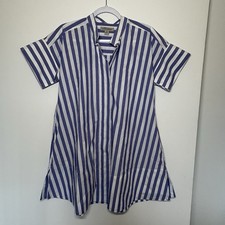 Banana Republic Rhyah Poplin Mini Dress Size XS/S Purple Stripe Clean Minimalist