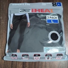 32 Degrees Heat Women's Black Base Layer Pant Pack of 2 New Size L