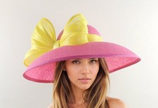 Bubblegum Hot Pink Lemon Yellow Kentucky Derby Hats Ascot Church Race Day Tea