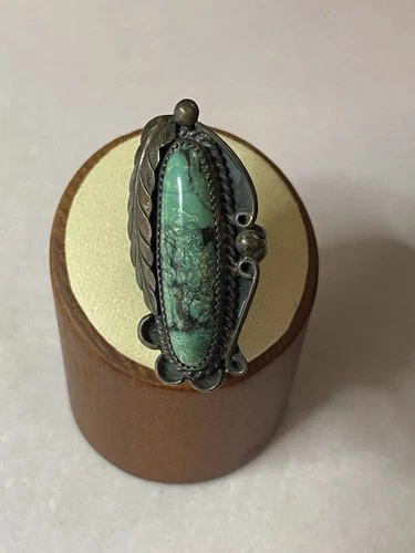 Vintage Navajo Ring .925 Silver Blue Green Southwest Turquoise Native Artist