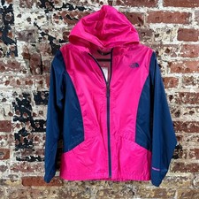 North Face Dryvent Girls XL Pink Blue Outdoor Rain Jacket Full Zip Hooded