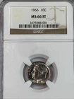 1966 10c Roosevelt Dime NGC MS 66 FT Brilliant Silver Coin!