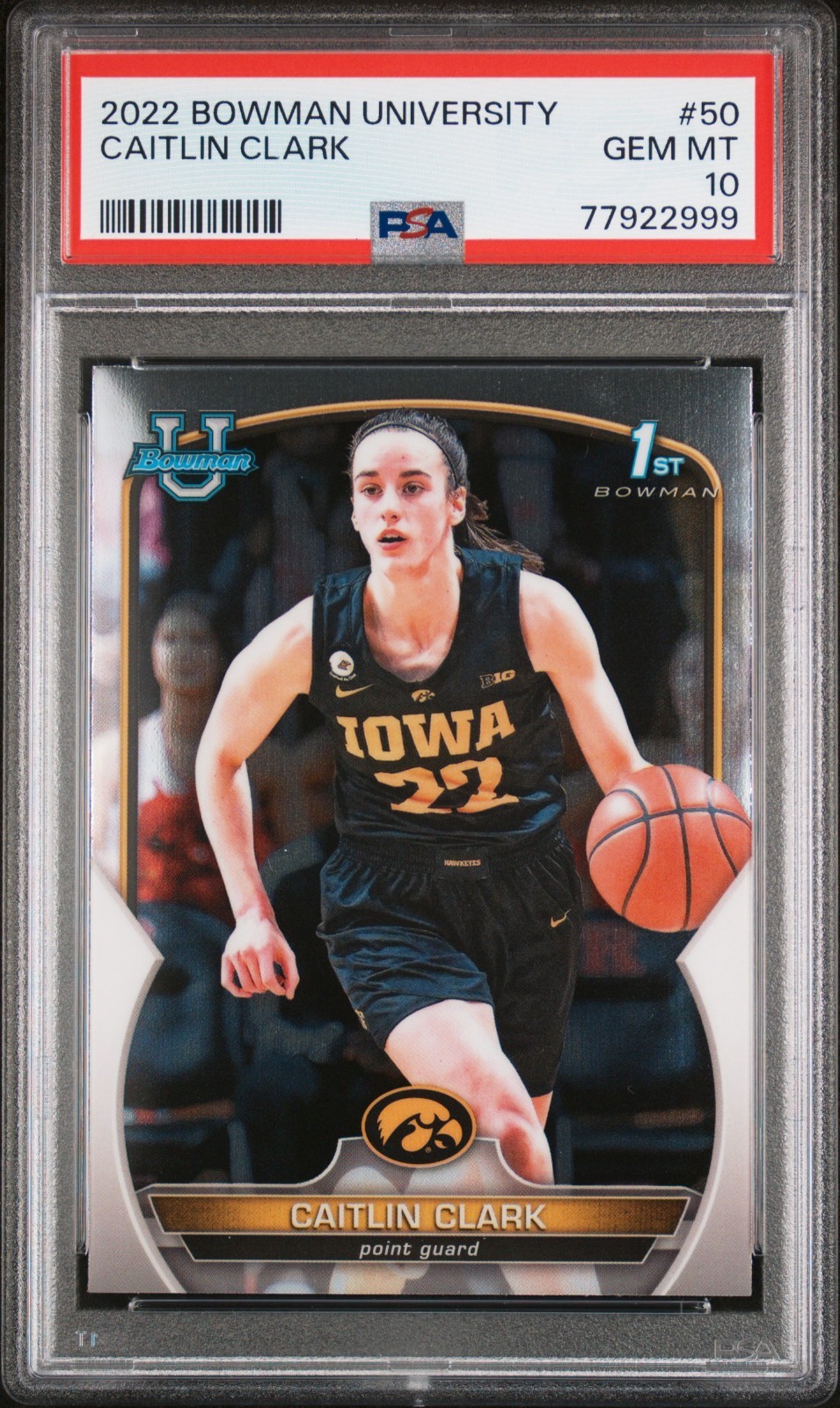 2022-23 Bowman University Chrome - Caitlin Clark #50 (RC) PSA 10 view 1