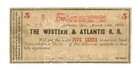 March 15th, 1862 5c The Western & Atlantic Rail Road - GEORGIA Note w/ TRAIN — photo 1
