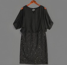 Scarlett Dress 6 Black Blouson Floral Sequin Lace Main Character Occasionwear
