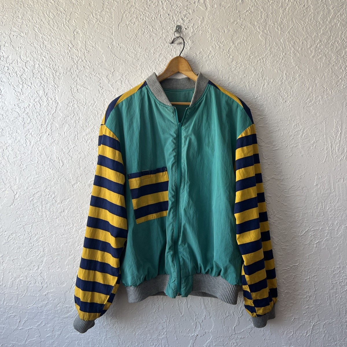 Vintage Envoy Jacket Zip Large Reversible With Pockets Blue