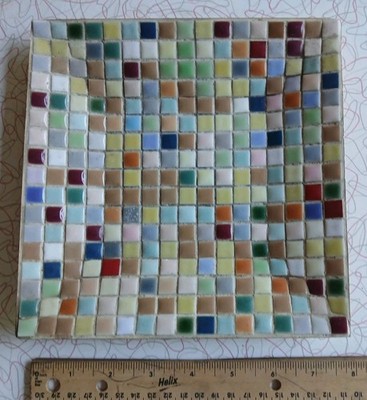  Unique & Retro...8''x 8'' Colorful Mini Tile Dish / Ashtray ...Metal Backed
