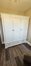 White Solid Wood Large Wardrobe