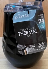 PRIMULA Hot or Cold Thermal Cup Tumbler Fliptop Lid 14 oz Black NIB