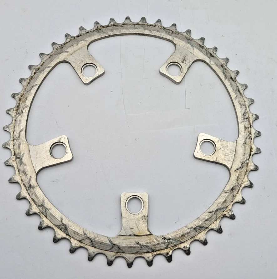 PLATO SUGINO 45 DIENTES JAPÓN 110MM BCD PLATA 5 BRAZOS ALUMINIO TAMAÑO RARO Foto 4 de 4