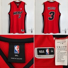 MIAMI HEAT Champion Dwyane Wade #3 NBA Basketball Jersey. Red & Black. Size 3XL