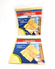 Vileda WINDOW & Glass Cleaning Cloth  39cm X 36cm Wash Dry & Polish Germany  2pk