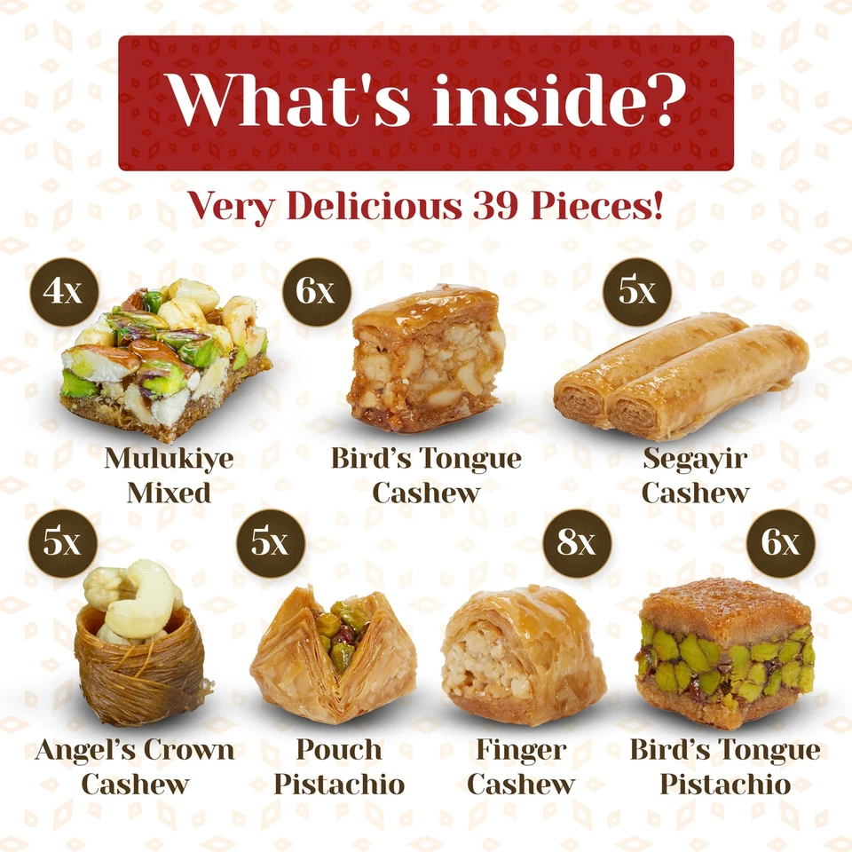 Eastanbul Baklava, Baklava Pastry, Gourmet Surtido Baklava Caja de Regalo, 1.1 lb Foto 4 de 4