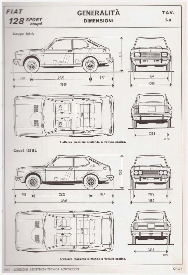 FIAT 128 SPORT coupè - CARATTERISTICHE E DATI - ORIGINALE - 1971 - Immagine 3 di 4