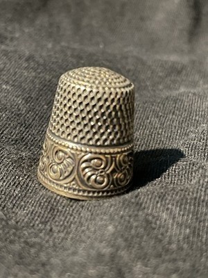 sterling silver thimble With 10kt Rose Gold Band