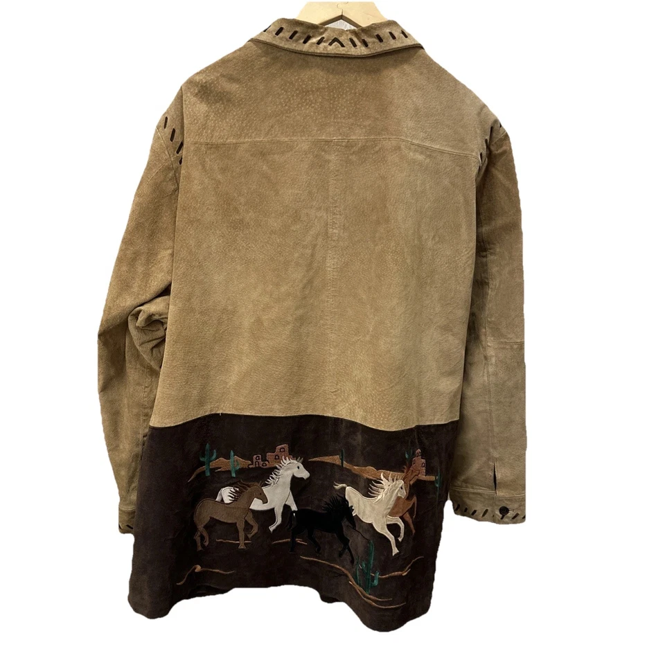 Quacker Factory Western Cowgirl Equestrian Boho Suede Suede Braid Trim Jacket 3x - Image 2 of 4