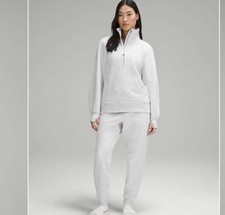 Wmns LULULEMON Gray Scuba Oversized Funnel Neck Half Zip Long Sweatshirt Sz M/L