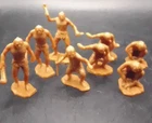 Lot of 8 Vintage Brown Marx Cavemen from Dinosaur Playset Caveman