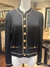 St. John Collection by Marie Gray Size 2 Black with Gold Buttons Blazer Jacket