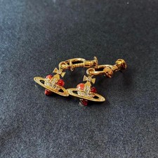 Vivienne Westwood Diamante Heart Earrings Platinum Coated Crystal Used Japan