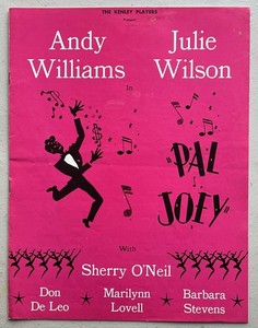 Pal Joey 1961 Kenley Players Ohio Theatre Program Andy Williams Julie Wilson