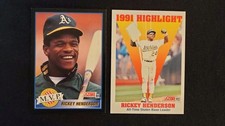 Rickey Henderson A's 1991 Score MVP and 1992 Score Highlight Baseball Cards