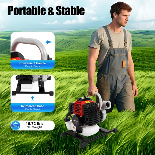 52cc 2 Takt Wasserpumpe 1,5 Zoll Wasserpumpe Wassertransferpumpe Bewässerung - Bild 4 von 20