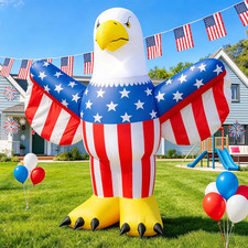 6 FT 4Th of July Inflatable Bald Eagle with Flying Wings, Patriotic Independence