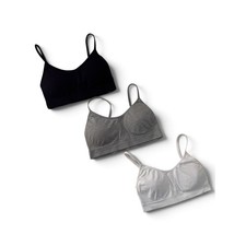 Primark 3 Pack Seamless Bralettes Black Gray White Size S
