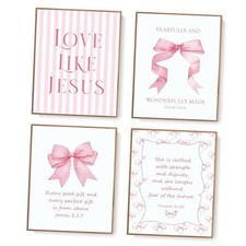 LARTSFRO Coquette Pink Bow Jesus Wall Art Decor Posters, Light 8X10in pink bow