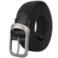 Long Black Elastic Web Belt for Big&Tall Men Stretch Plus Size Design Durable