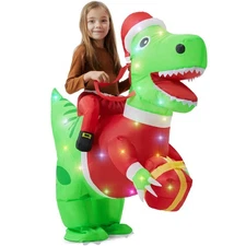 Inflatable Dinosaur Costume Kids Funny Christmas Blow up Riding on Costumes w...