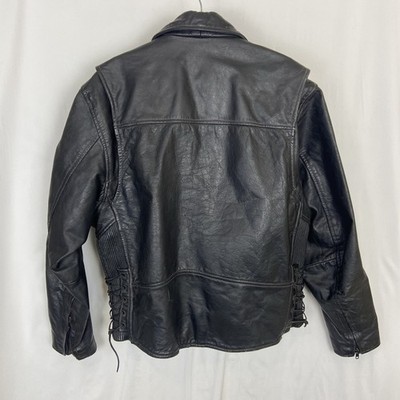 VTG Xelement by USA Leather Mens Sz L Biker Jacket Vent Zip Inner Removable Vest