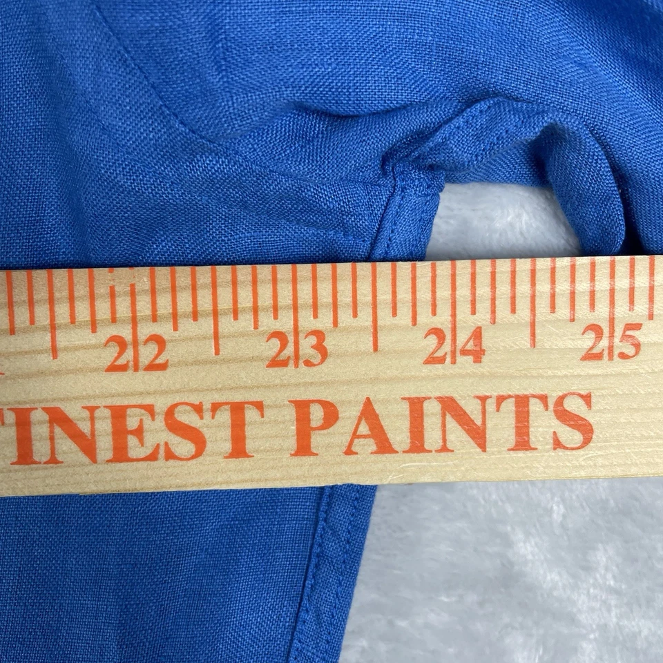 Massimo Dutti Linen Shirt Mens Large Blue Long Sleeve Button-Down Turkey - Image 4 of 4