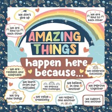 112 Pcs Boho Rainbow Classroom Bulletin Board Decorations Set
