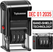 Date Stamp Self Inking Dater Stamp for Business 12 Year Band Black Mount Red Ink
