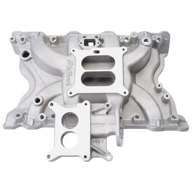 Edelbrock Intake Manifold 3771; Performer Dual Plane Satin Aluminum for 351M/400
