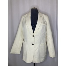 Womens Blazer Size 8 Ivory White Cream 2 Button Medium 40" Jacket Top