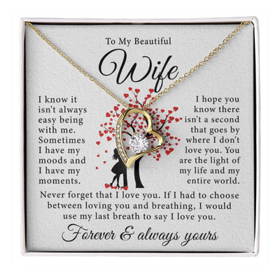 To My wife Birthday Anniversary Gift Heart Pendant Necklace Heartfelt Message