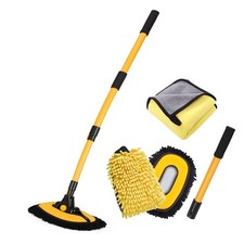 57'' Car Wash Brush with Long Handle Chenille Microfiber Car Wash Kit  Mitt R...