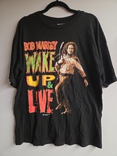 RARE Vintage 1990s Bob Marley Black Single Stitch XL T-shirt 21x28.5 Sun Island