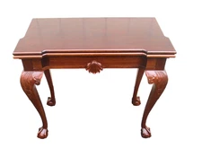 63334 GEORGIAN FURNISHINGS Solid Mahogany Flip Top Game Table w/ Drawer