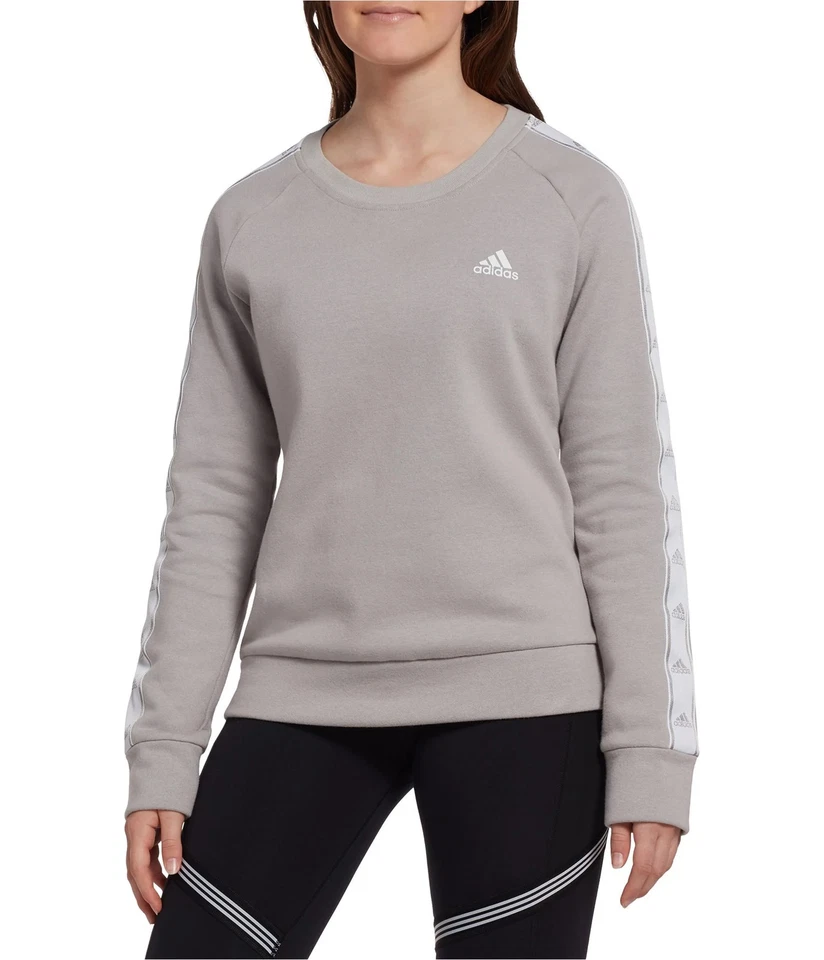 Adidas Womens Side Tape Tiro Crewneck Sweatshirt, gray, XL