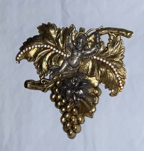 Authentic Vintage Victorian Style Cherub Angel Pendant Made w Gold Plated Spoon Large