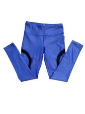 90 Degrees By Reflex Ankle Workout Leggings Ladies Small Blue With Black Mesh