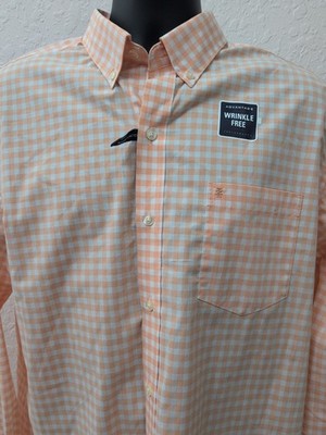 IZOD Advantage Performance Mens Sz L Peach Plaid Button Down Shirt NWT