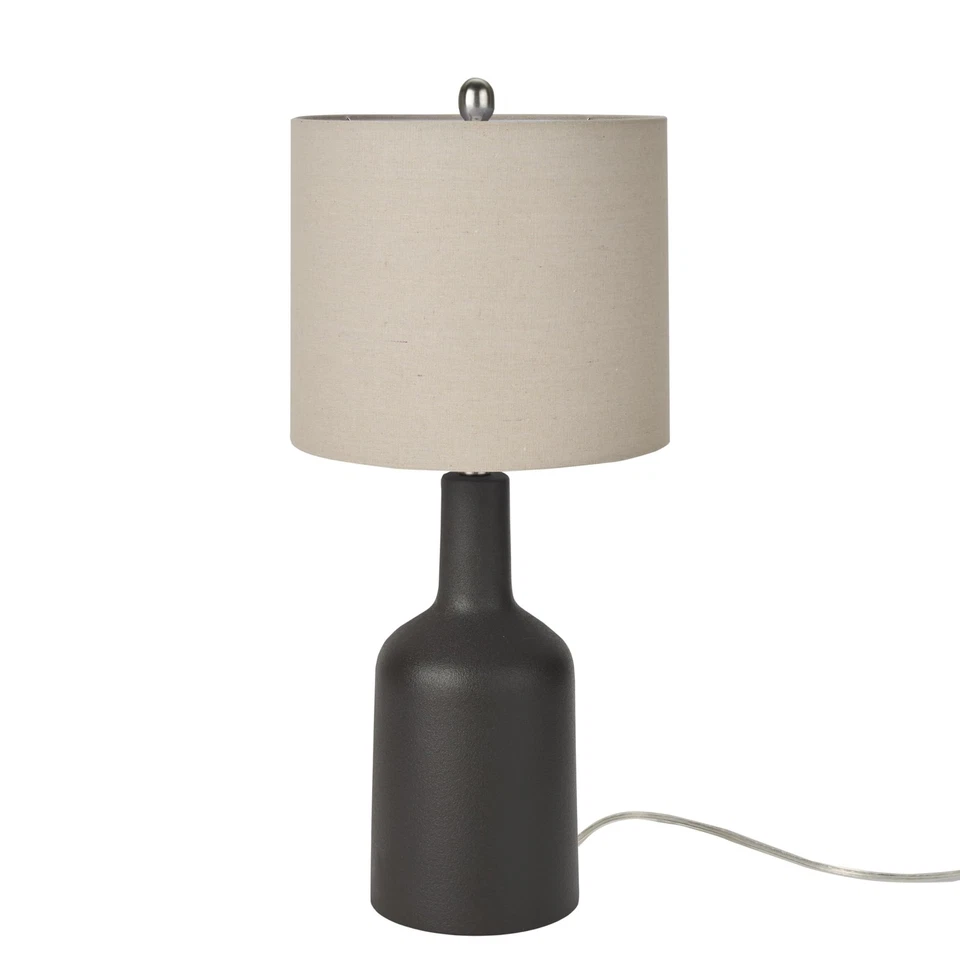 Lámpara de Mesa Nourison Home 22" Cerámica Negra Mate con Pantalla de Avena para Modernos... Foto 2 de 4