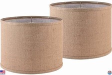 Set of 2 Large Burlap Lamp Shades 16" Top x 16" Bottom x 12" High Modern Design